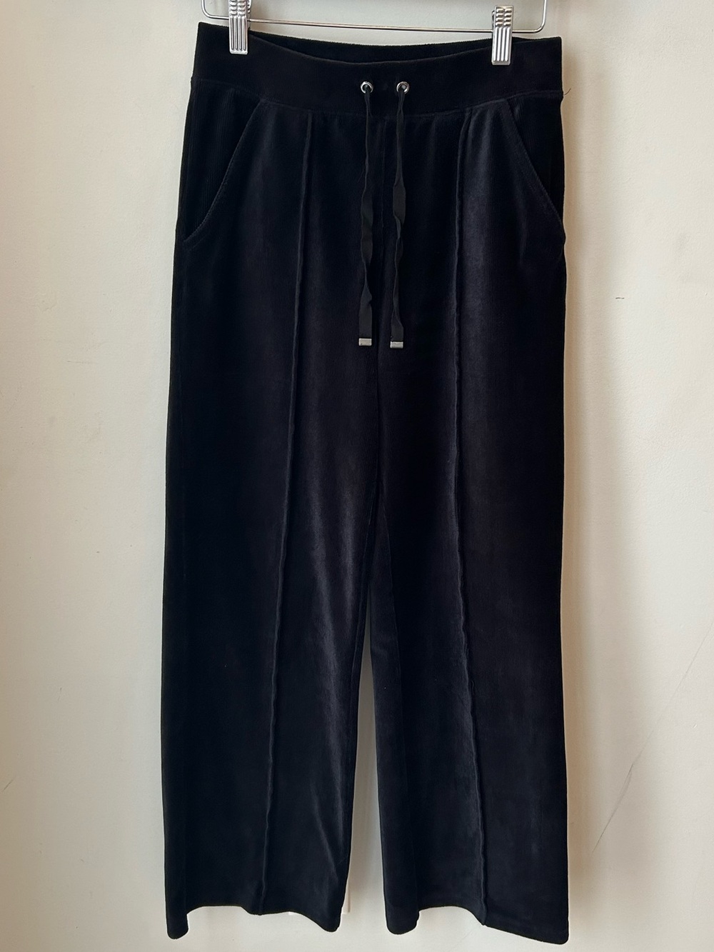 🟢 5 for $25🟢 Black Ribbed Velour Wide Leg Lounge Pants • Y2K Loungewear